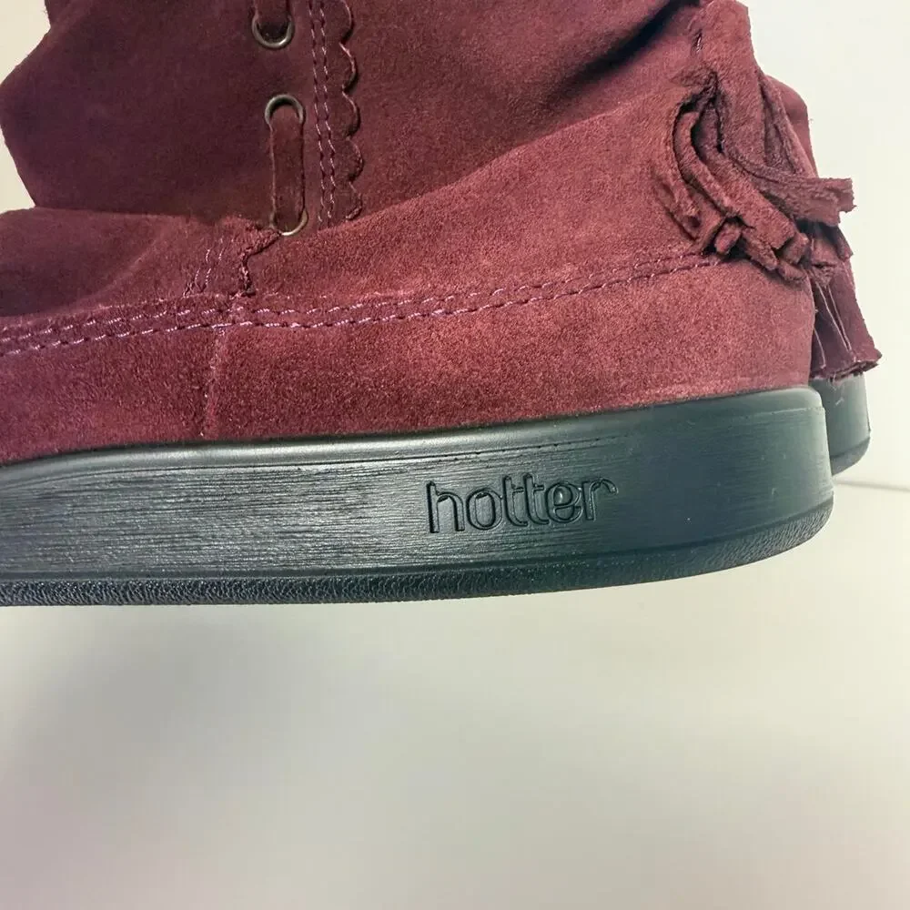 Hotter burgundy suede ankle boots